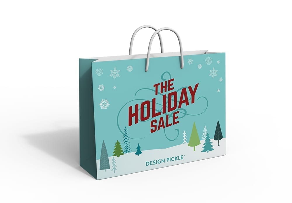 blue holiday shopping bag design