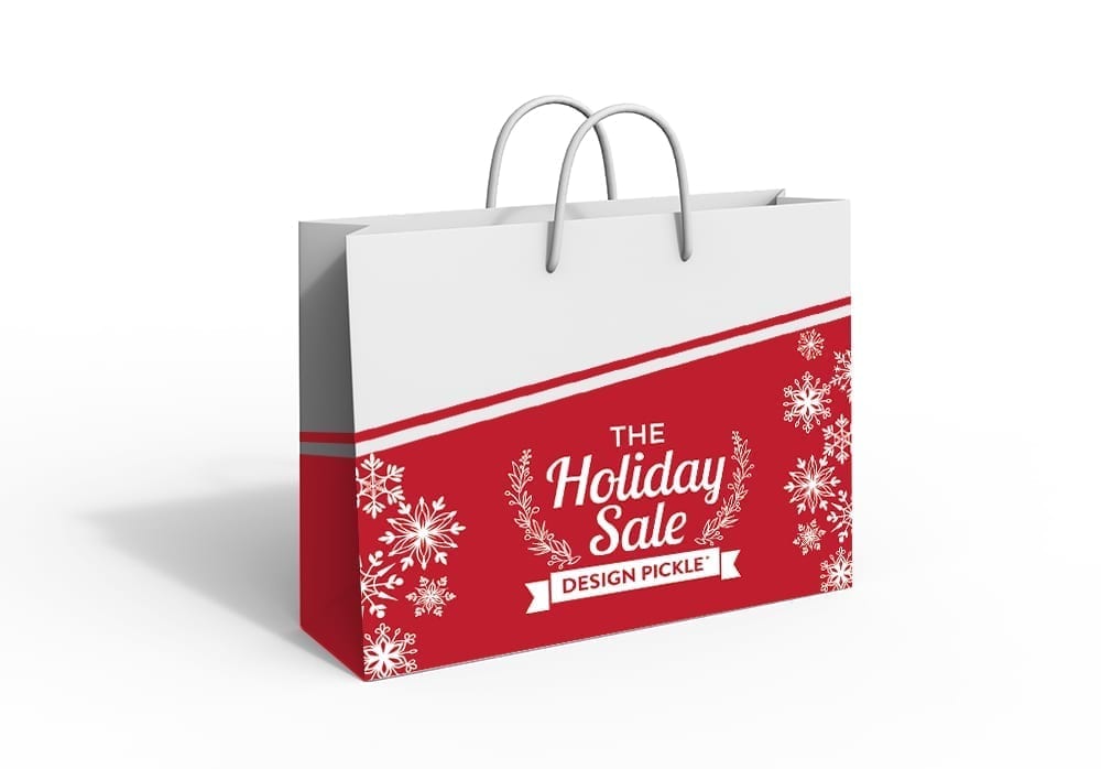 white and red holiday shopping bag design