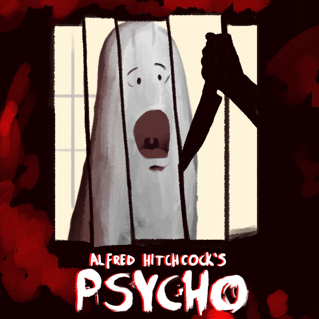 Psycho movie poster using Custom Illustrations