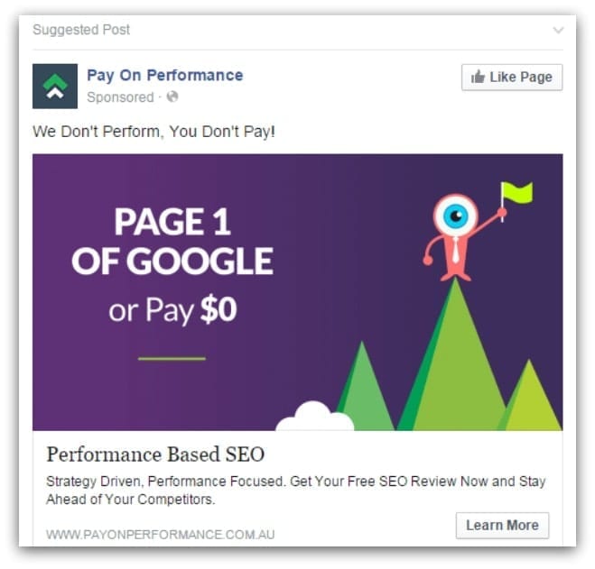 Pay On Performance ad