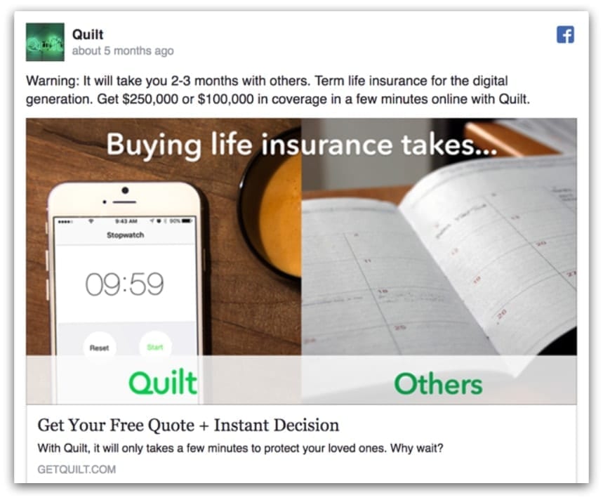 Quilt Facebook ad