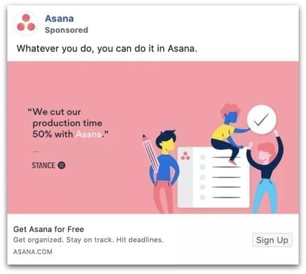 Asana Facebook ad example