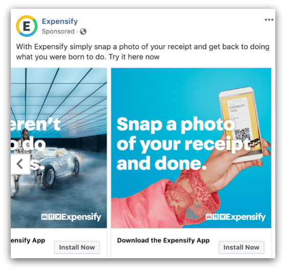 Expensify Facebook ad